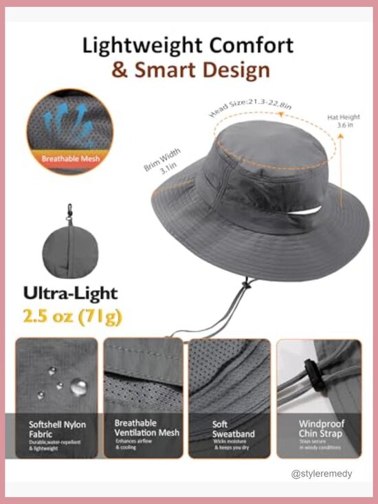 UPF 50 Packable Ponytail Sun Hat Waterproof Bucket Hat for Hiking Fishing Travel main image 4